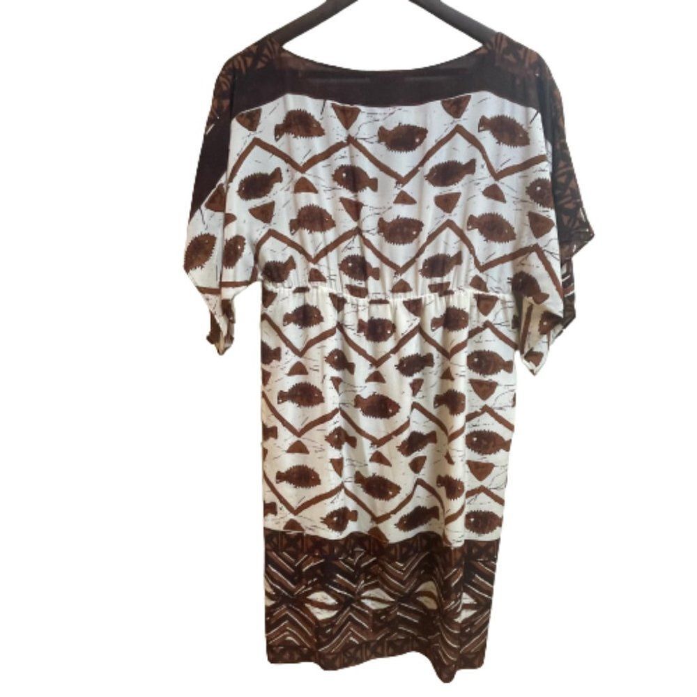 Anna Sui for Anthropologie Fish Print Silk Dress 4 - Picture 6 of 9